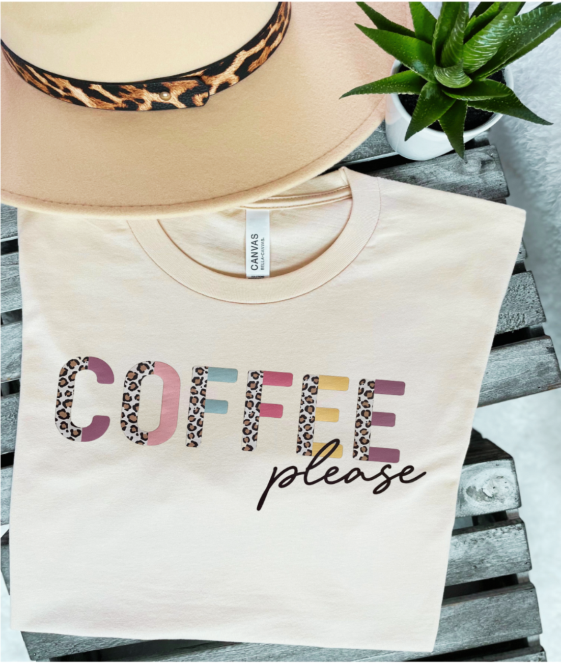 Coffee Please Tee in Soft Cream